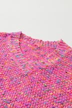 Colorful Spots Knitted V Neck Casual Sweater