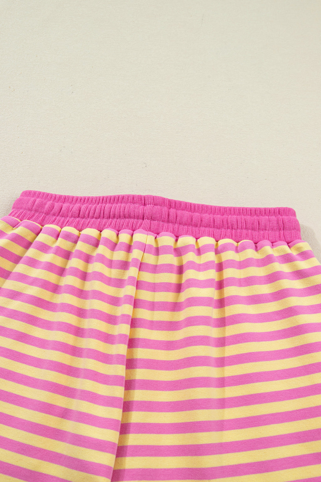 Striped Drop Shoulder Boxy Casual Terry Short Set