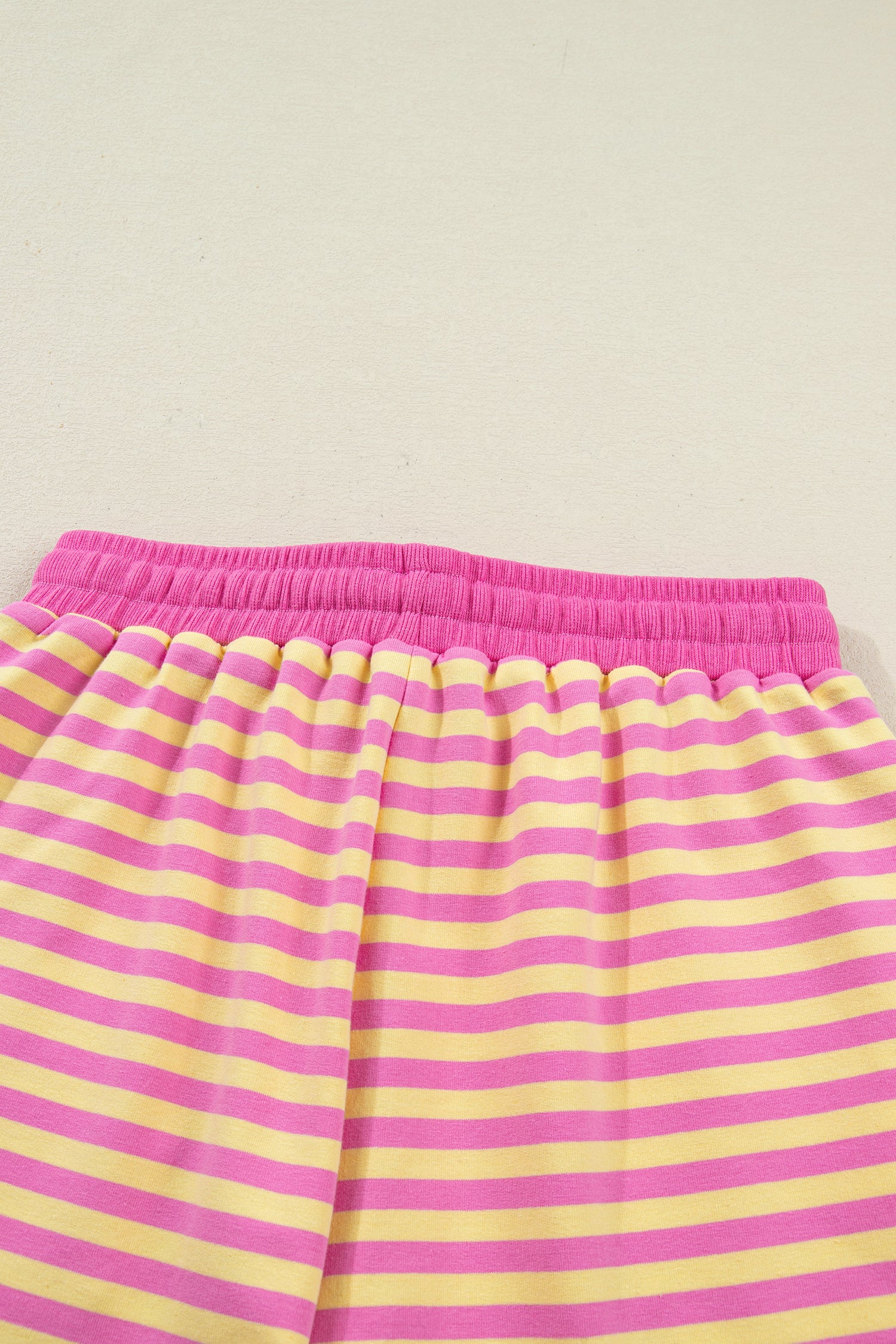Striped Drop Shoulder Boxy Casual Terry Short Set