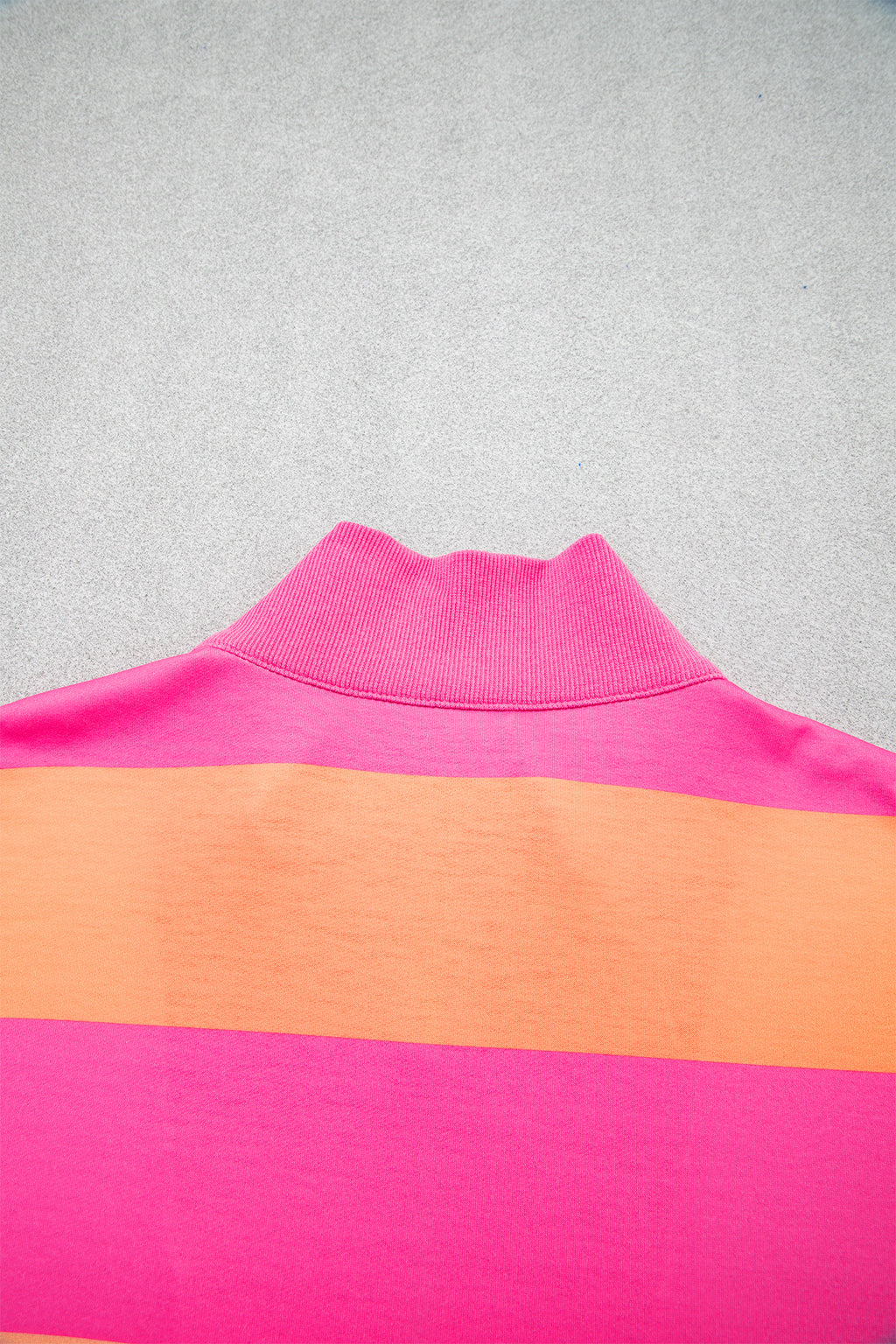 Seam Detail Half Zip Tee Casual Shorts 2pcs Set