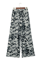 Green Camouflage Print Drawstring Casual Pants