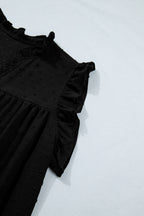 Plus Size Swiss Dot Ruffle Lace Trim V Neck Tank Top